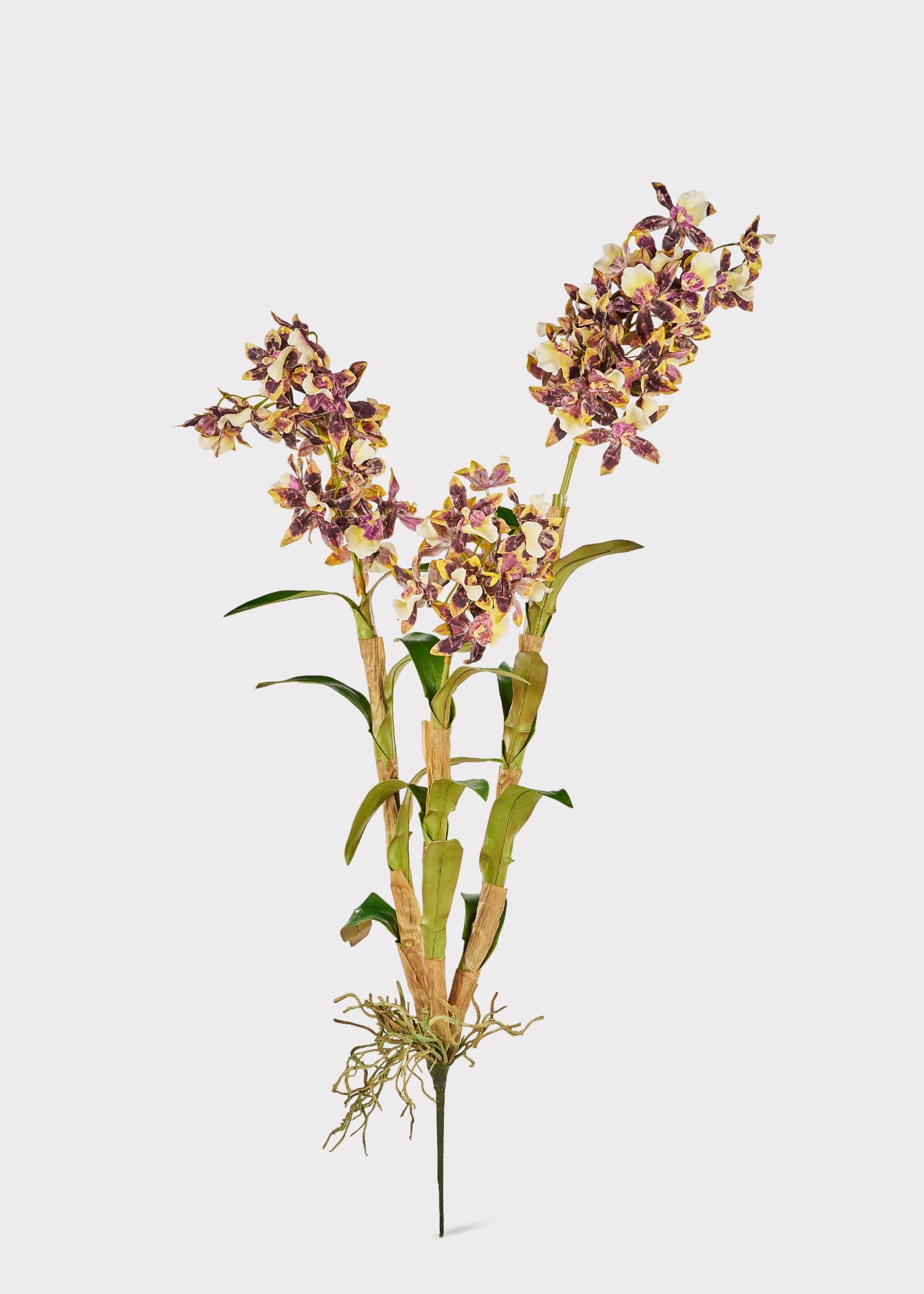Brown and White Artificial Dendrobium Orchid Plant - 35"