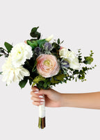 Pink Artificial Rose and Succulent Bouquet - 19"