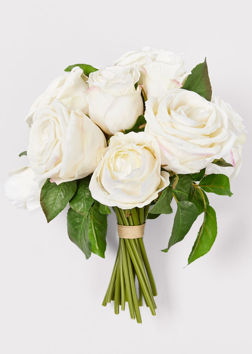 Premium Faux-Ever Rose Bouquet in Cream - 12"