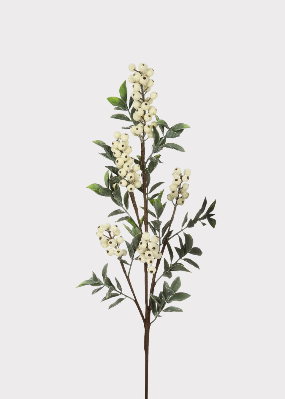 Frosted Artificial Berry Branch in Cream White - 36"