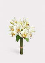 Artificial White Cymbidium Orchid Clutch Flower Bouquet - 13"