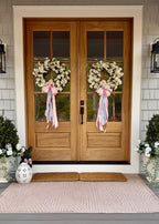 Fake Cherry Blossom Wreath in White - 24"