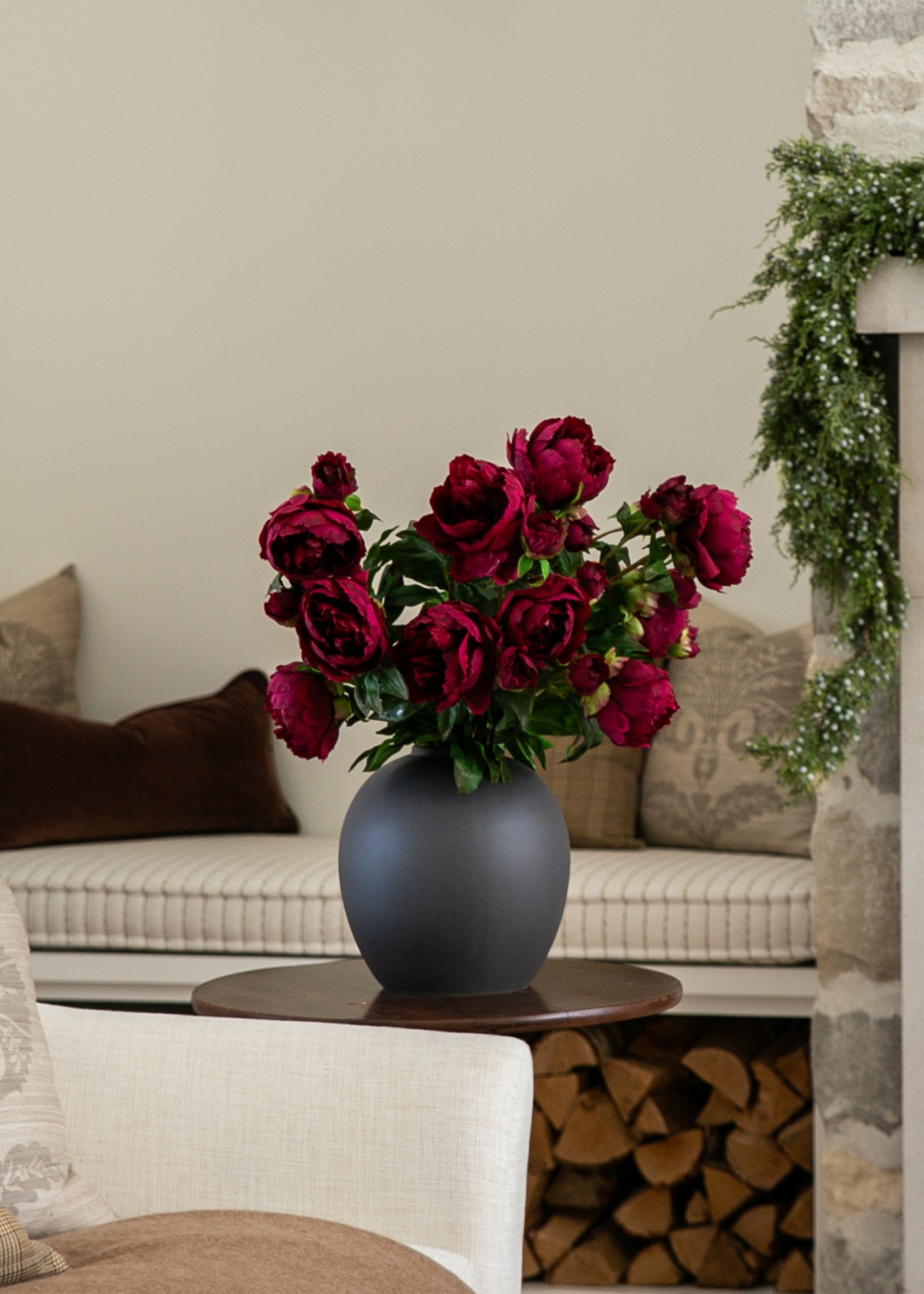 Plum Fuchsia Real Touch Peony - 27"