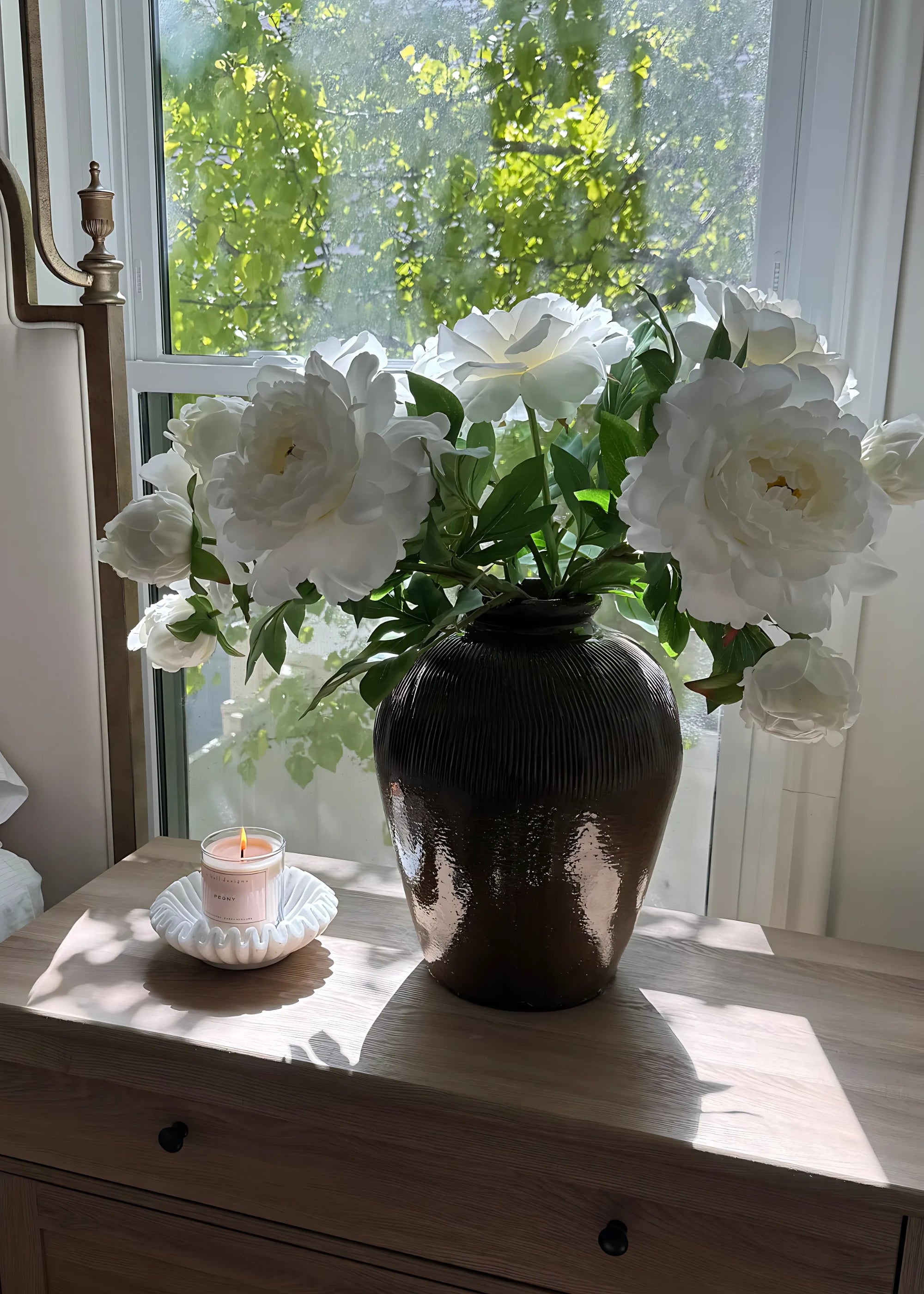 Deluxe White Queen Garden Peony Fake Flower - 30"