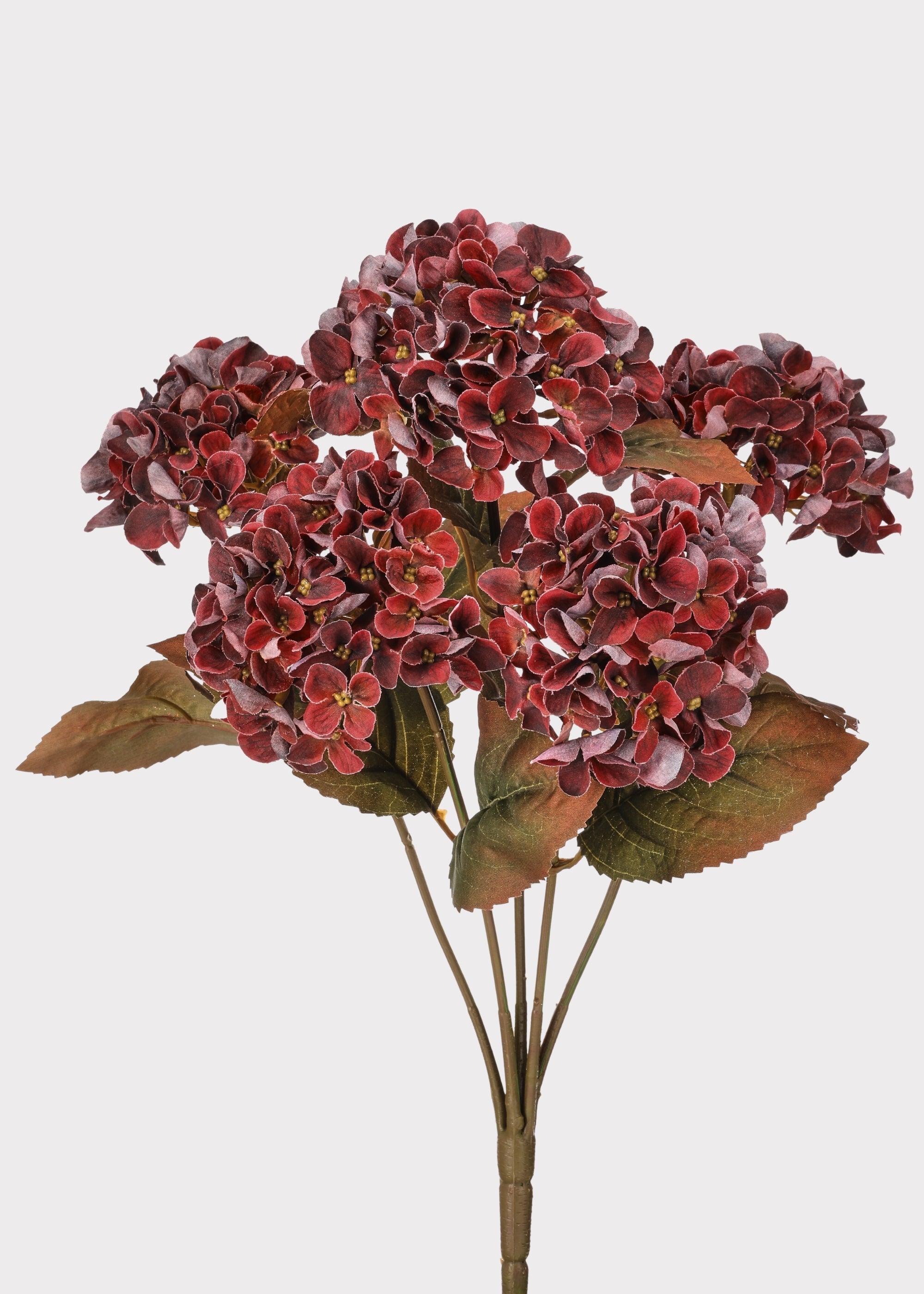 Burgundy Fake Hydrangea Fall Flower Bush - 17"