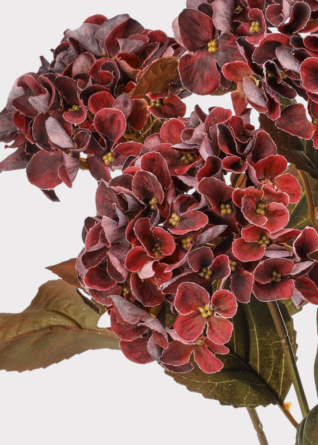 Burgundy Fake Hydrangea Fall Flower Bush - 17"