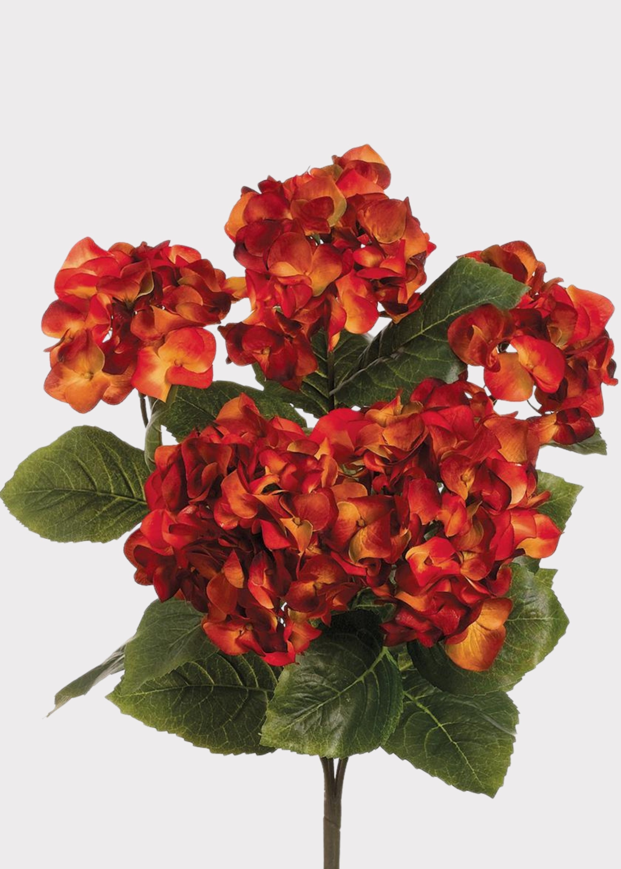 Artificial Hydrangea Bush in Red Rust Fall Hue - 19.5"