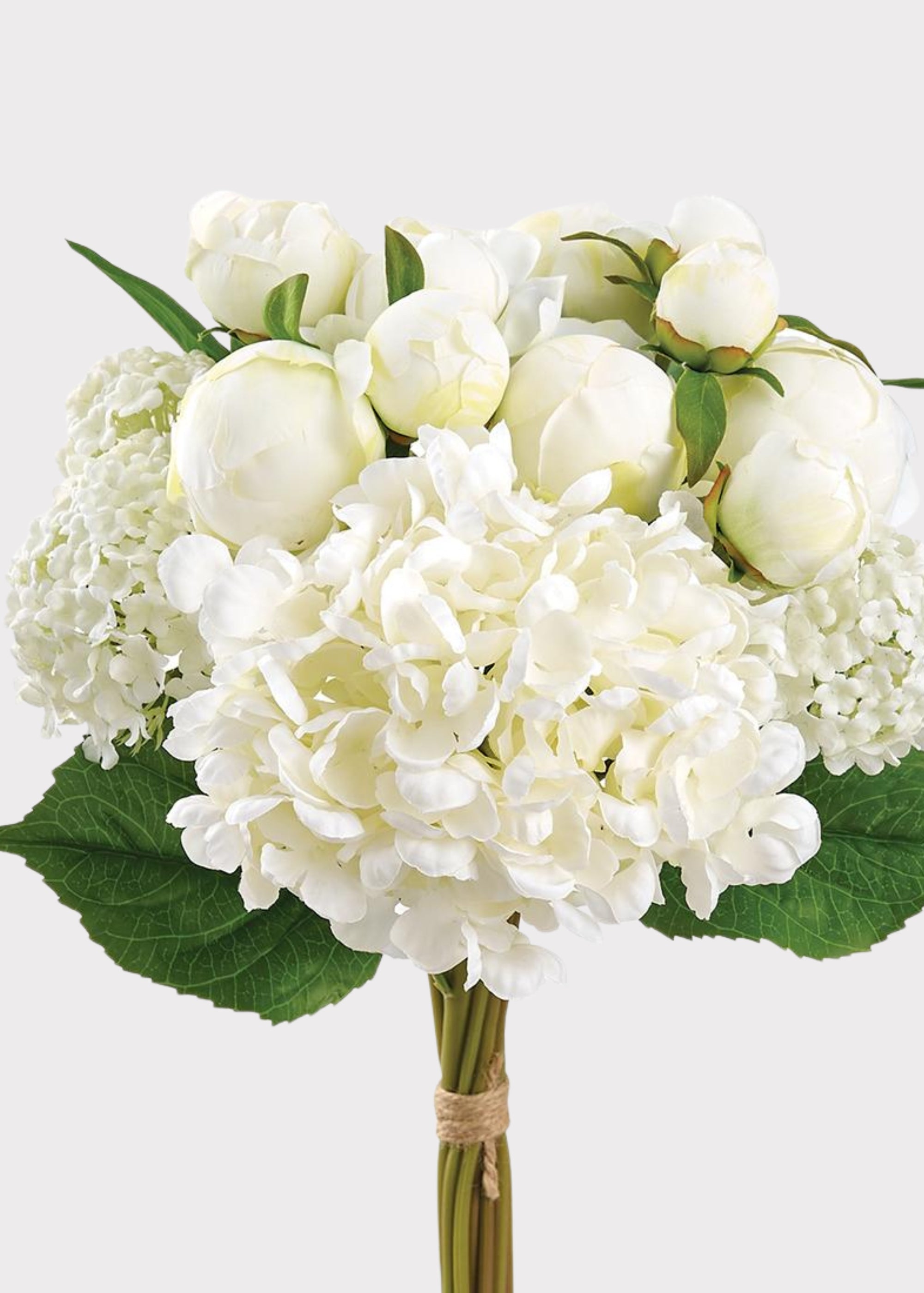 Cream Fake Hydrangea Snowball and Ranunculus Flower Bouquet - 17"