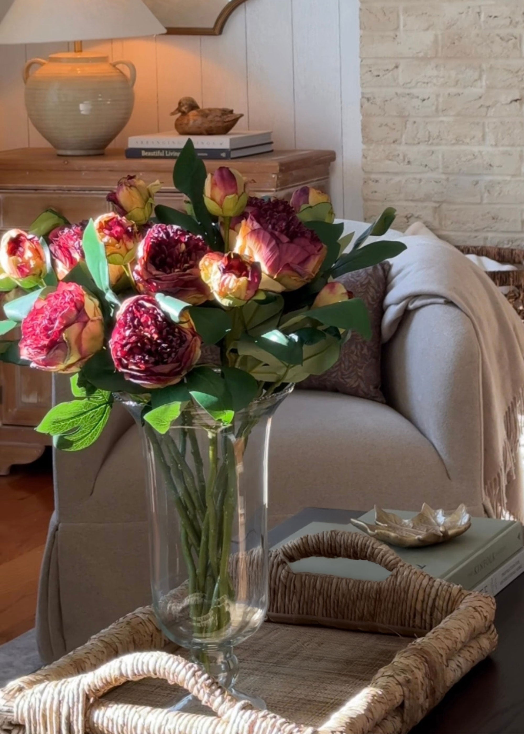 Burgundy Artificial Petite Peony Flower - 19"