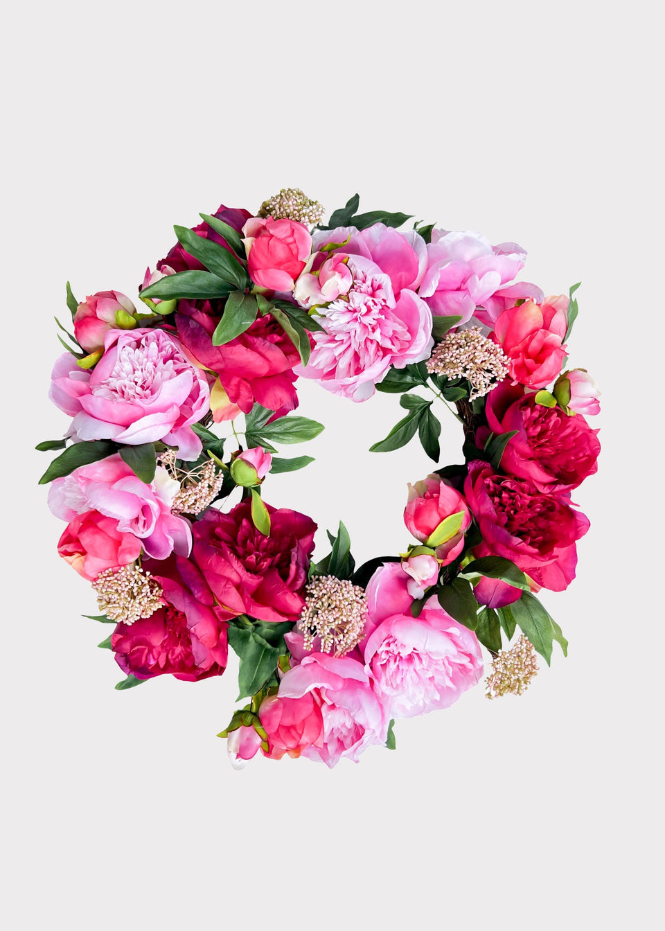 Pink and Burgundy Blooming Peony Fake Flower Wreath - 26"