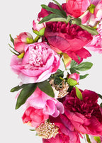 Pink and Burgundy Blooming Peony Fake Flower Wreath - 26"