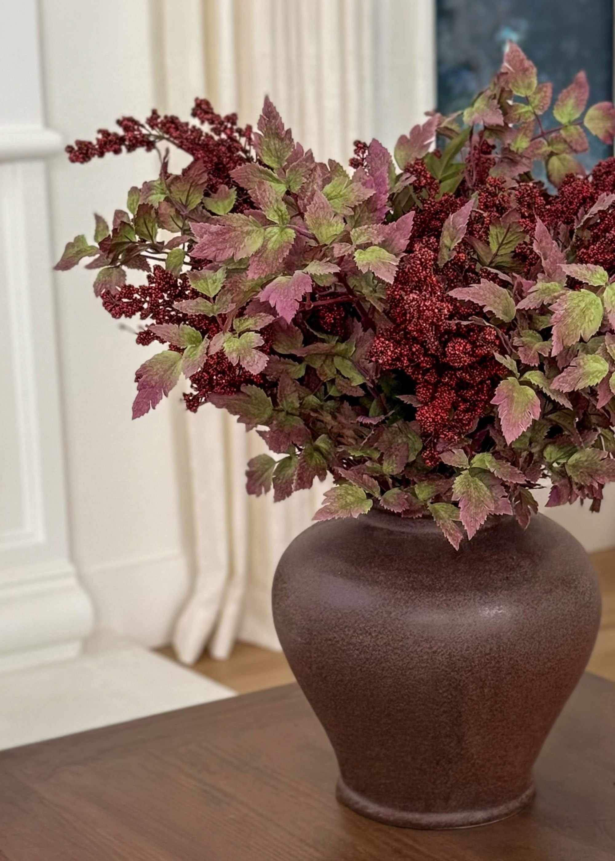 Artificial Nandina Berry Branch in Burgundy - 47"