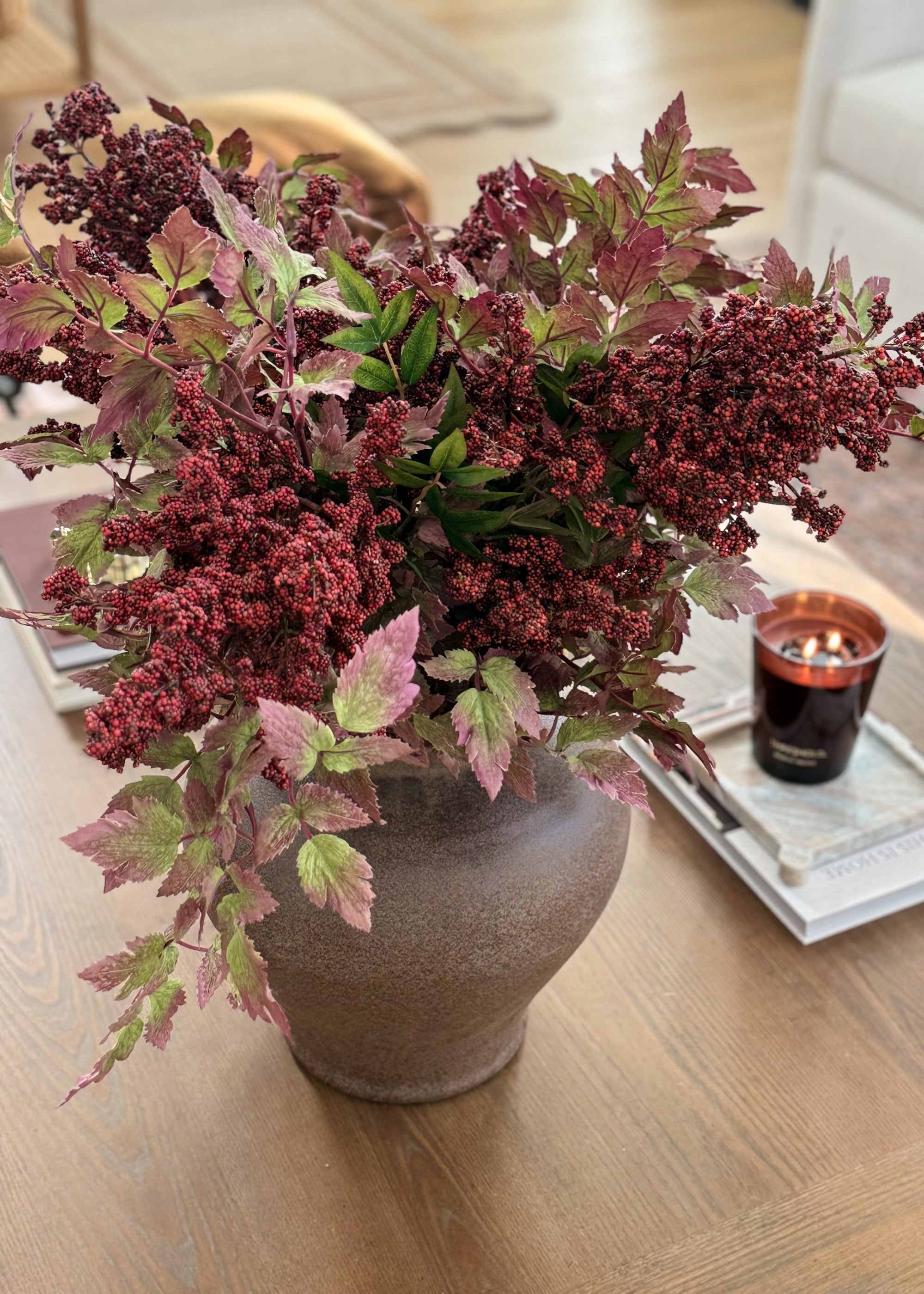 Artificial Nandina Berry Branch in Burgundy - 47"