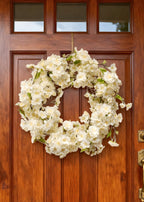 Deluxe Cream Artificial Cherry Blossom Flower Wreath - 20"
