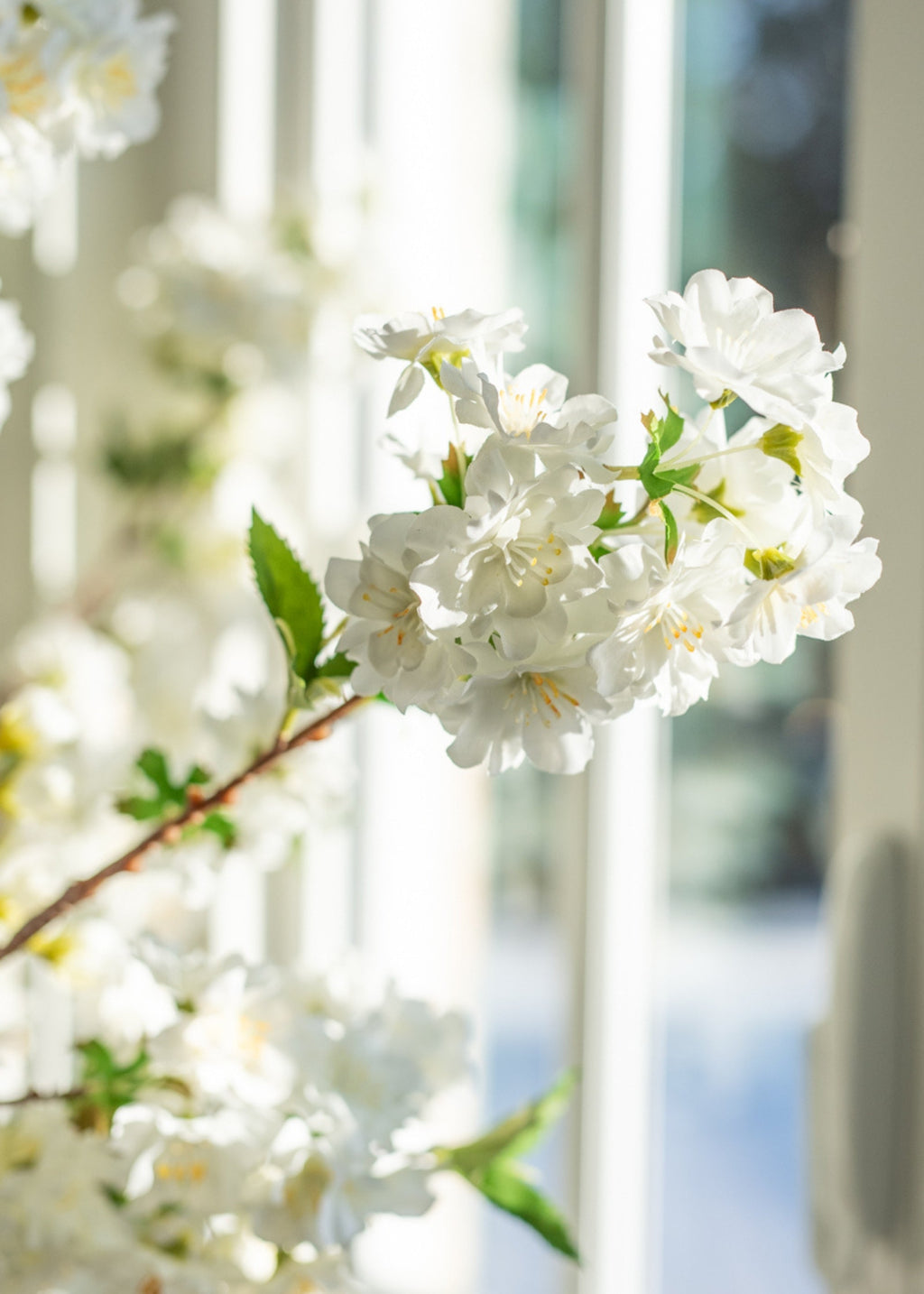 Cream White Artificial Cherry Blossom Branch - 36"