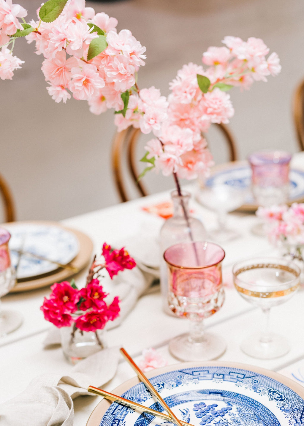 Artificial Spring Cherry Blossom Branch in Pink - 40"