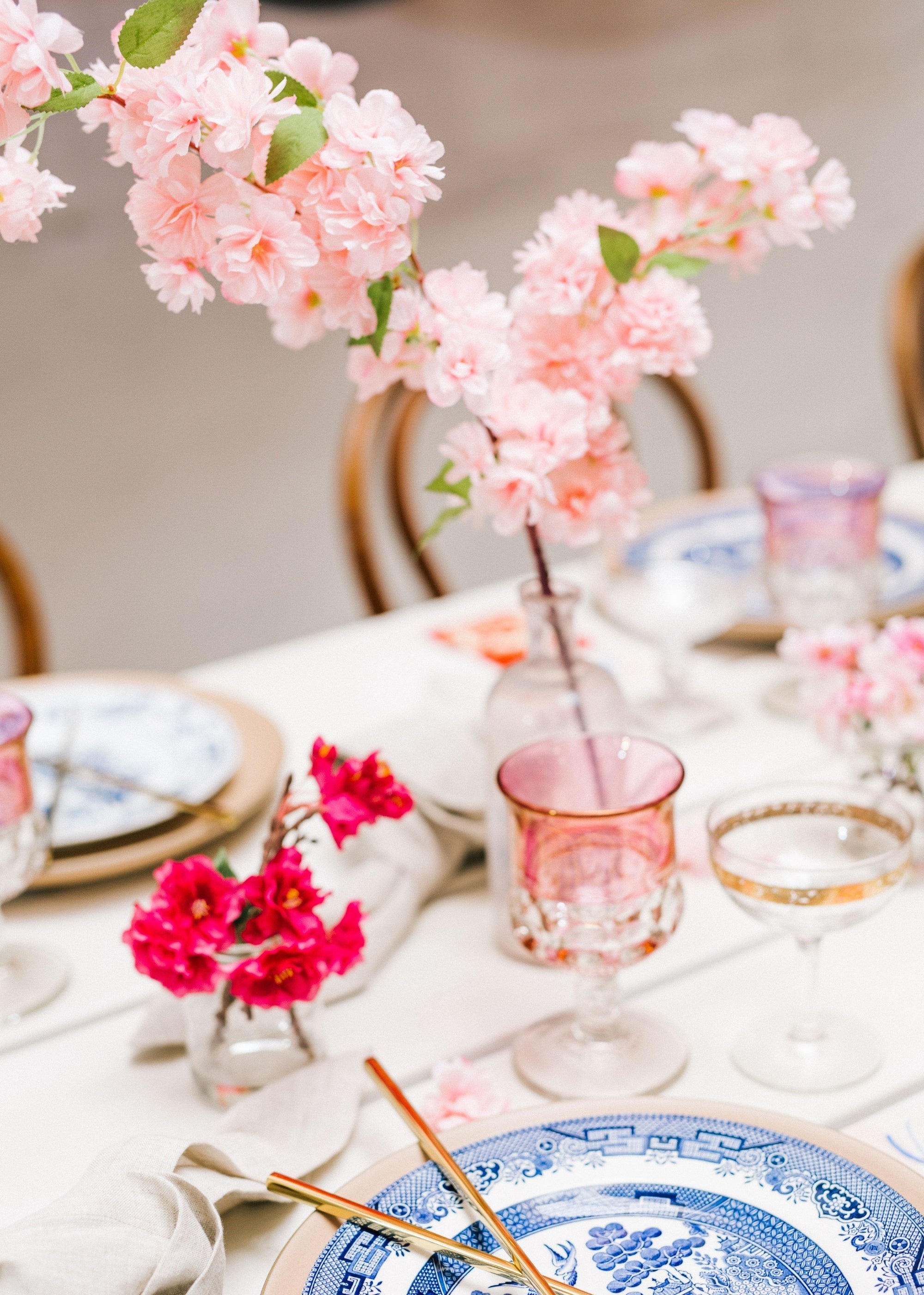 Artificial Spring Cherry Blossom Branch in Pink - 40"