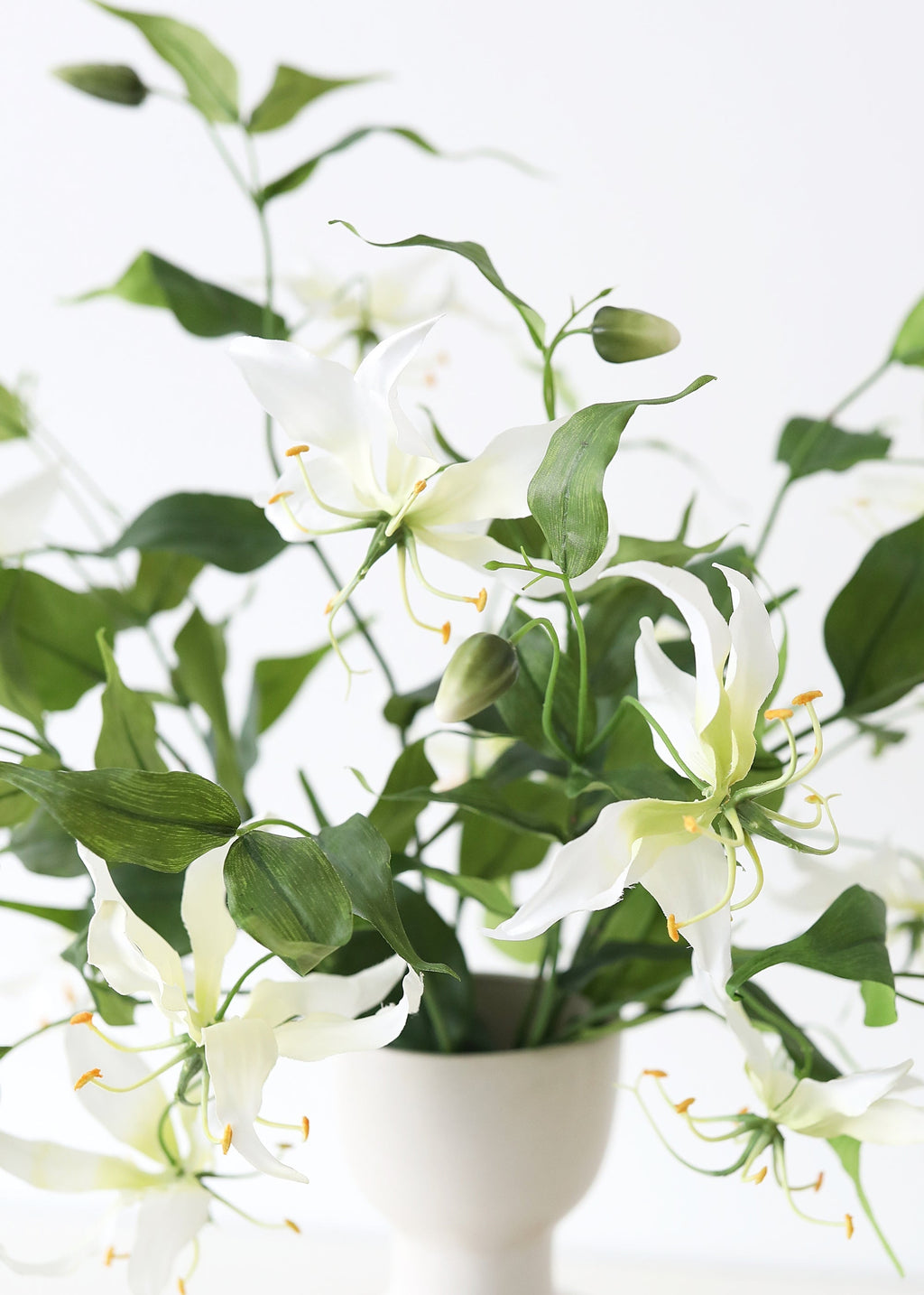 Tropical Fake Gloriosa Lily in Cream White - 34"