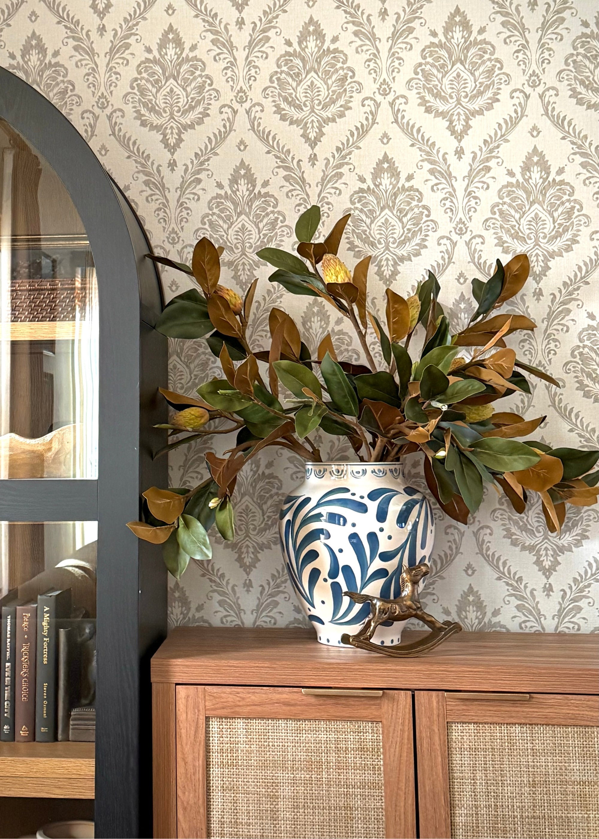 Artificial Budding Magnolia Leaf Branch - 37"