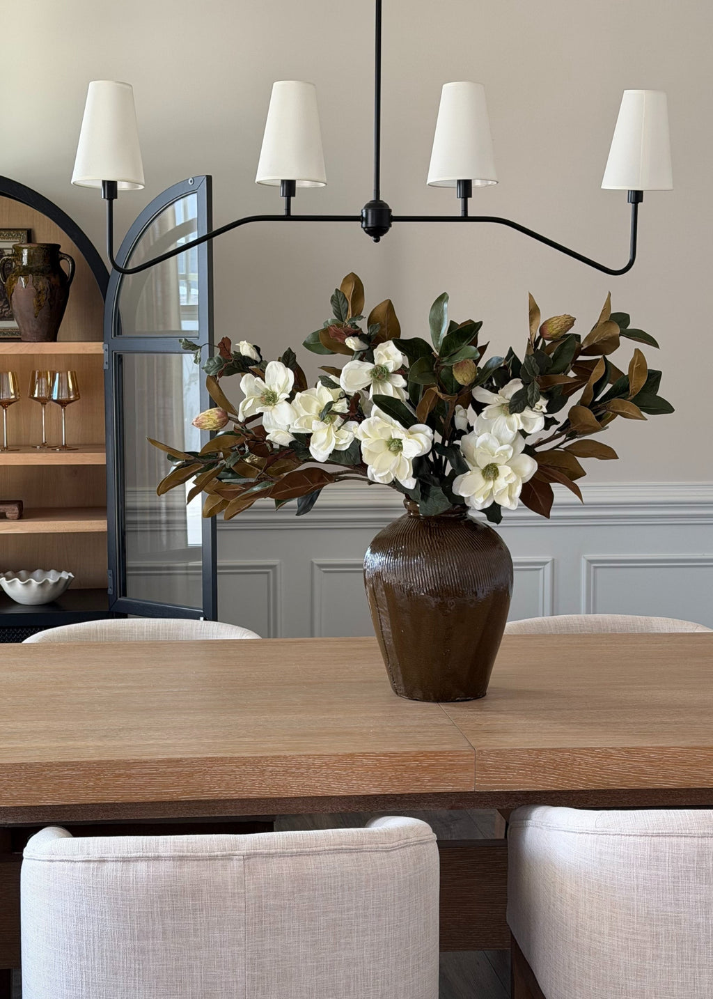 Artificial Blooming Magnolia Branch in Cream - 38"