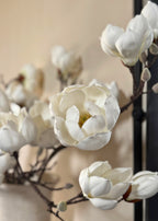 Artificial Magnolia Flower Branch in White - 39"