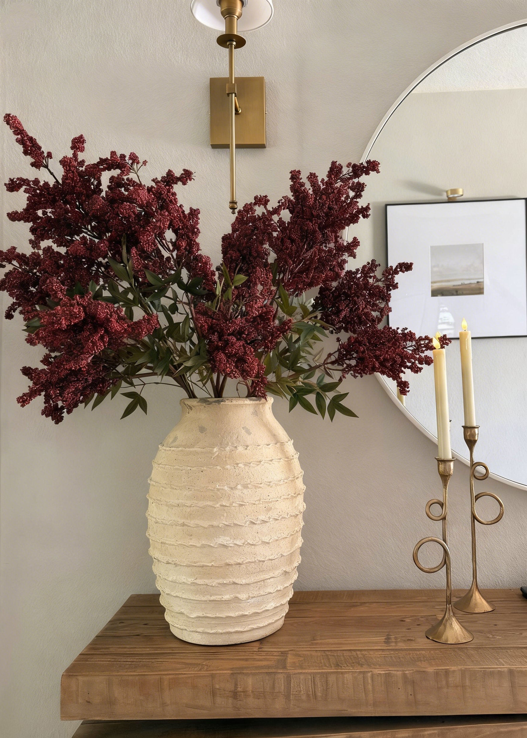 Artificial Nandina Berry Branch in Burgundy - 47"