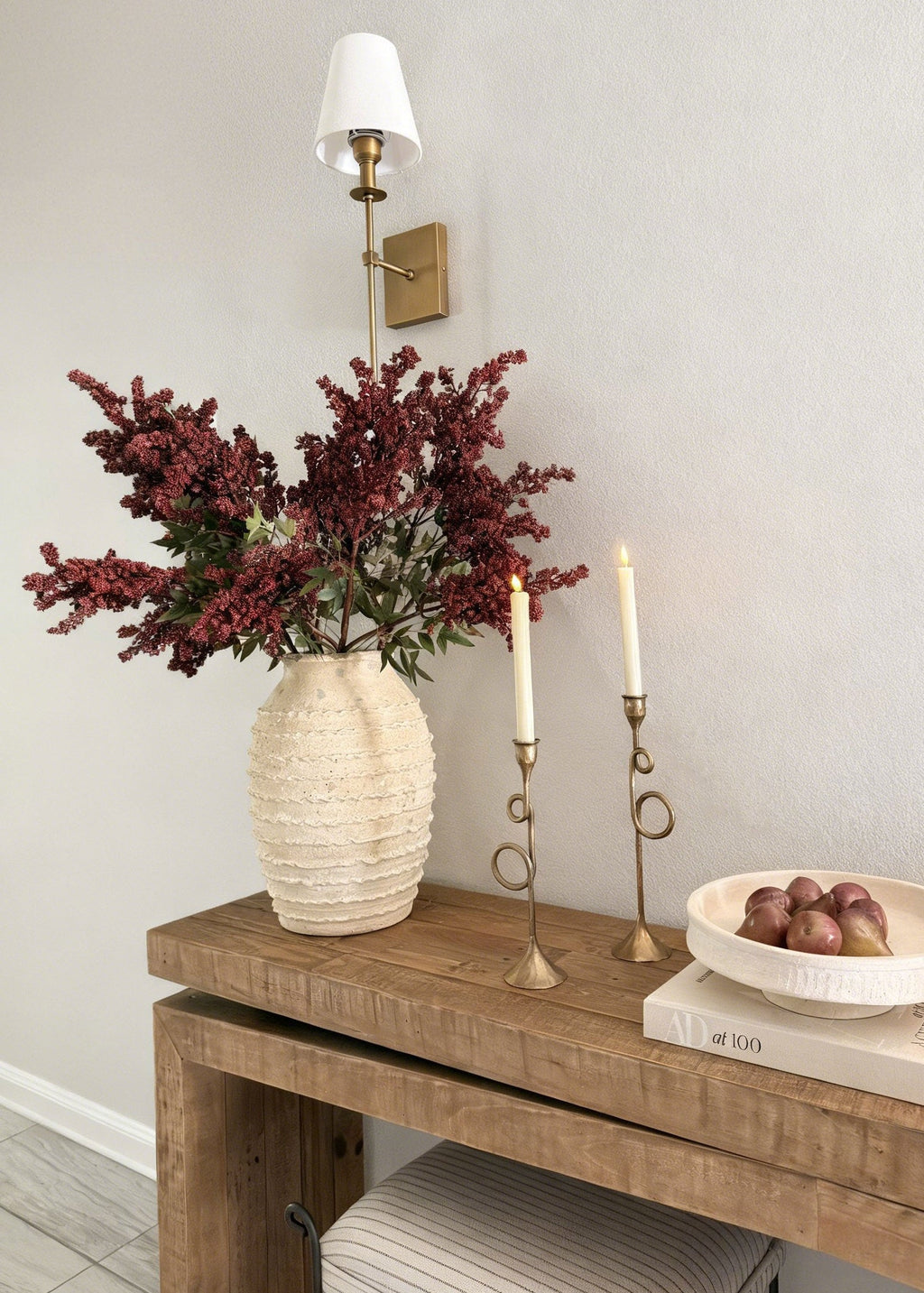 Artificial Nandina Berry Branch in Burgundy - 47"