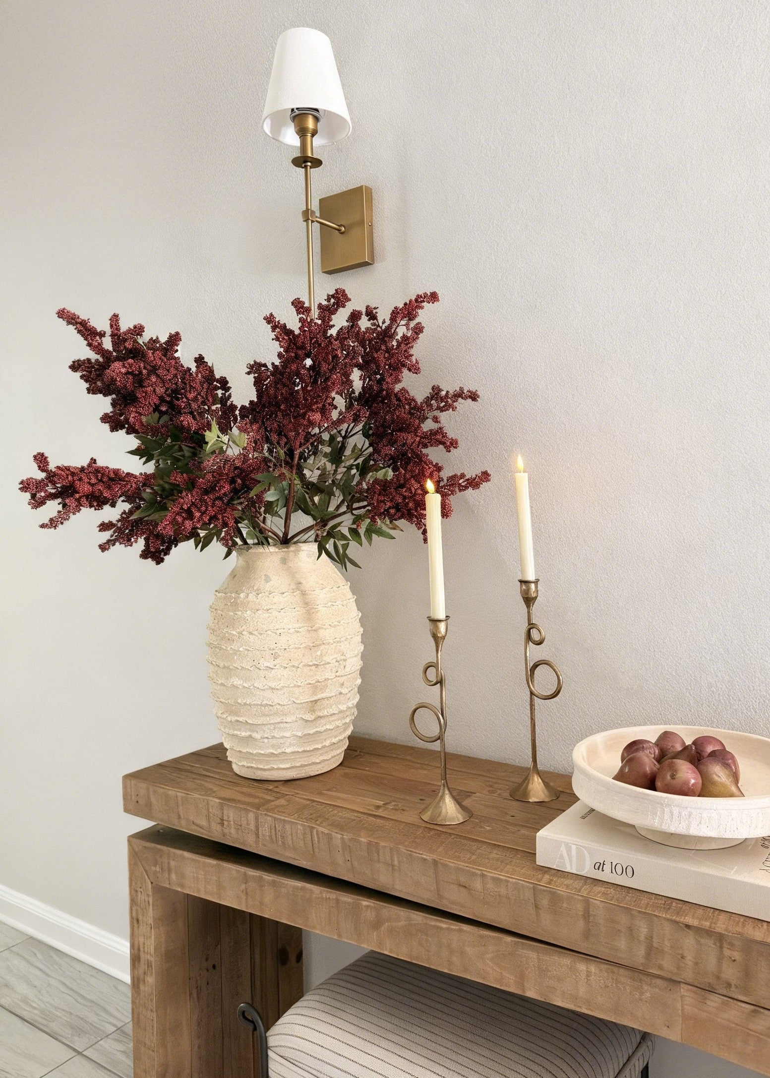 Artificial Nandina Berry Branch in Burgundy - 47"
