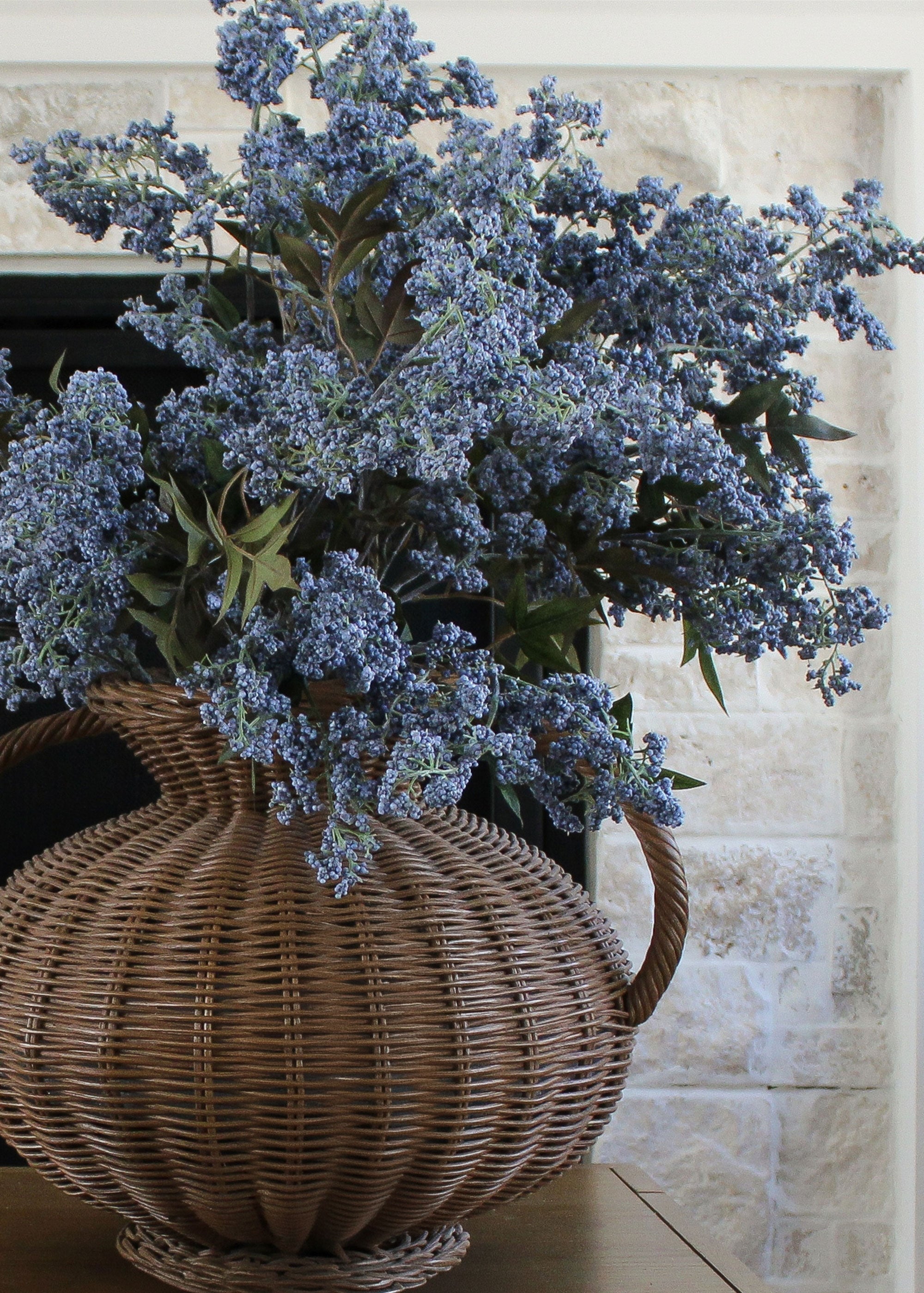 Artificial Wild Plum Berry Branch in Blue - 43"