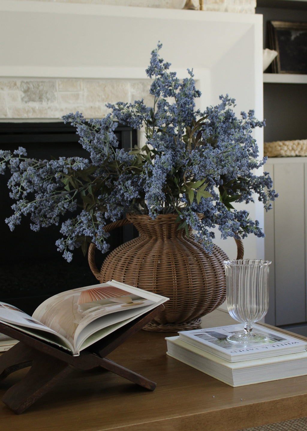 Artificial Wild Plum Berry Branch in Blue - 43"