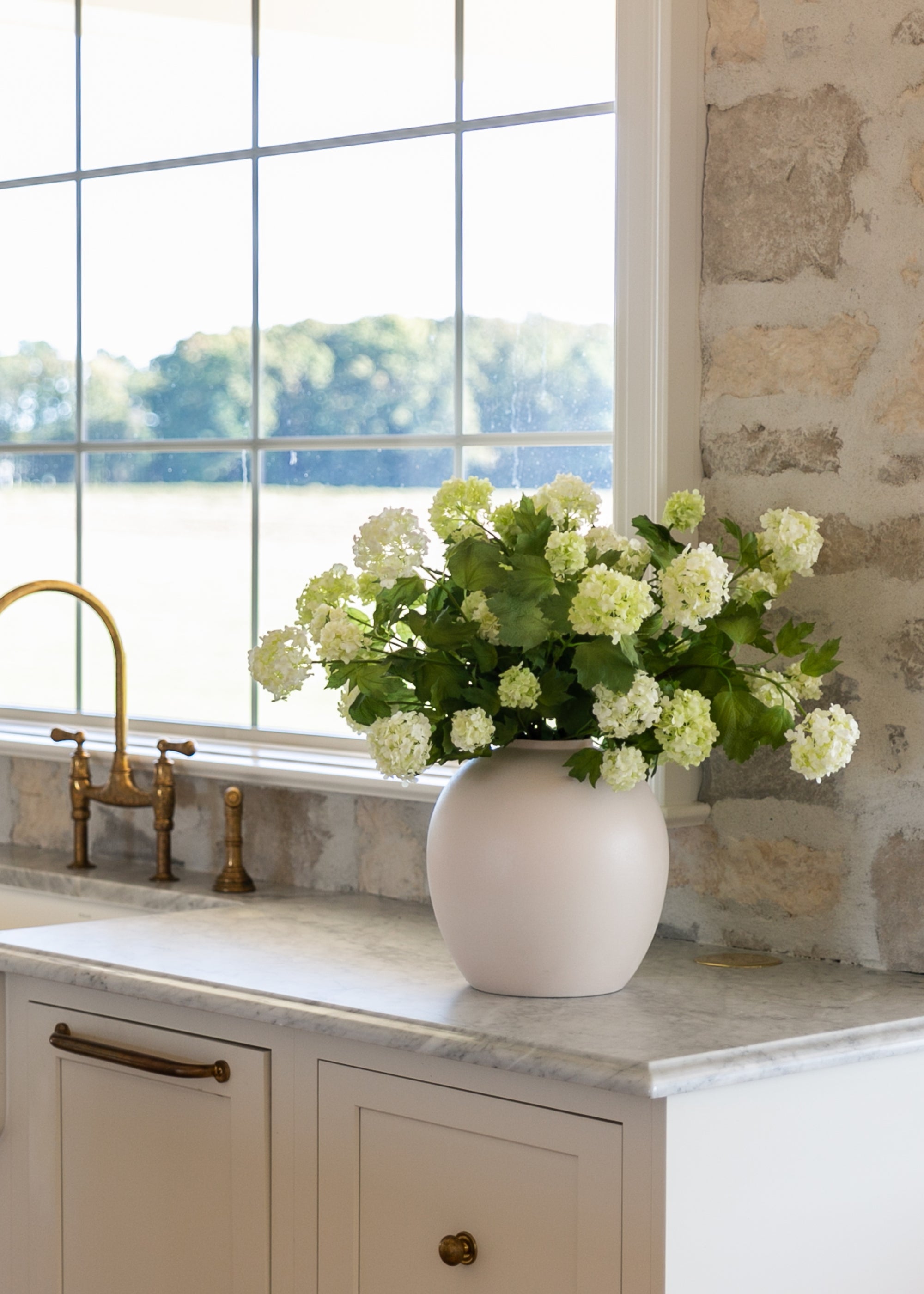 SAVE - Cream White Artificial Snowball Flowers - 24"