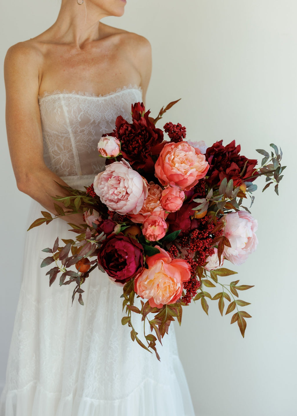 Plum Fuchsia Real Touch Peony - 27"