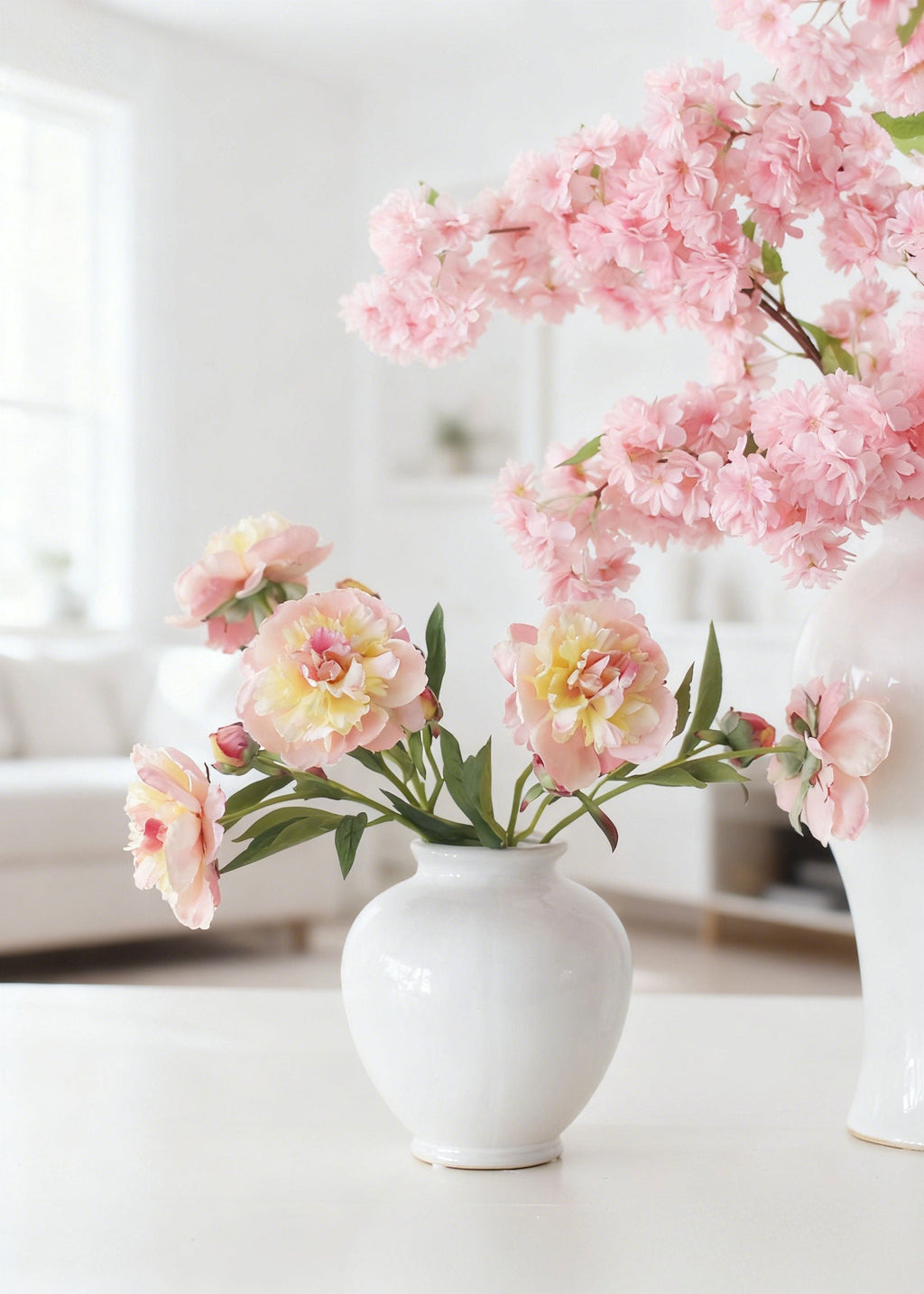 Blushing Nectar Faux Peony Flower - 22"