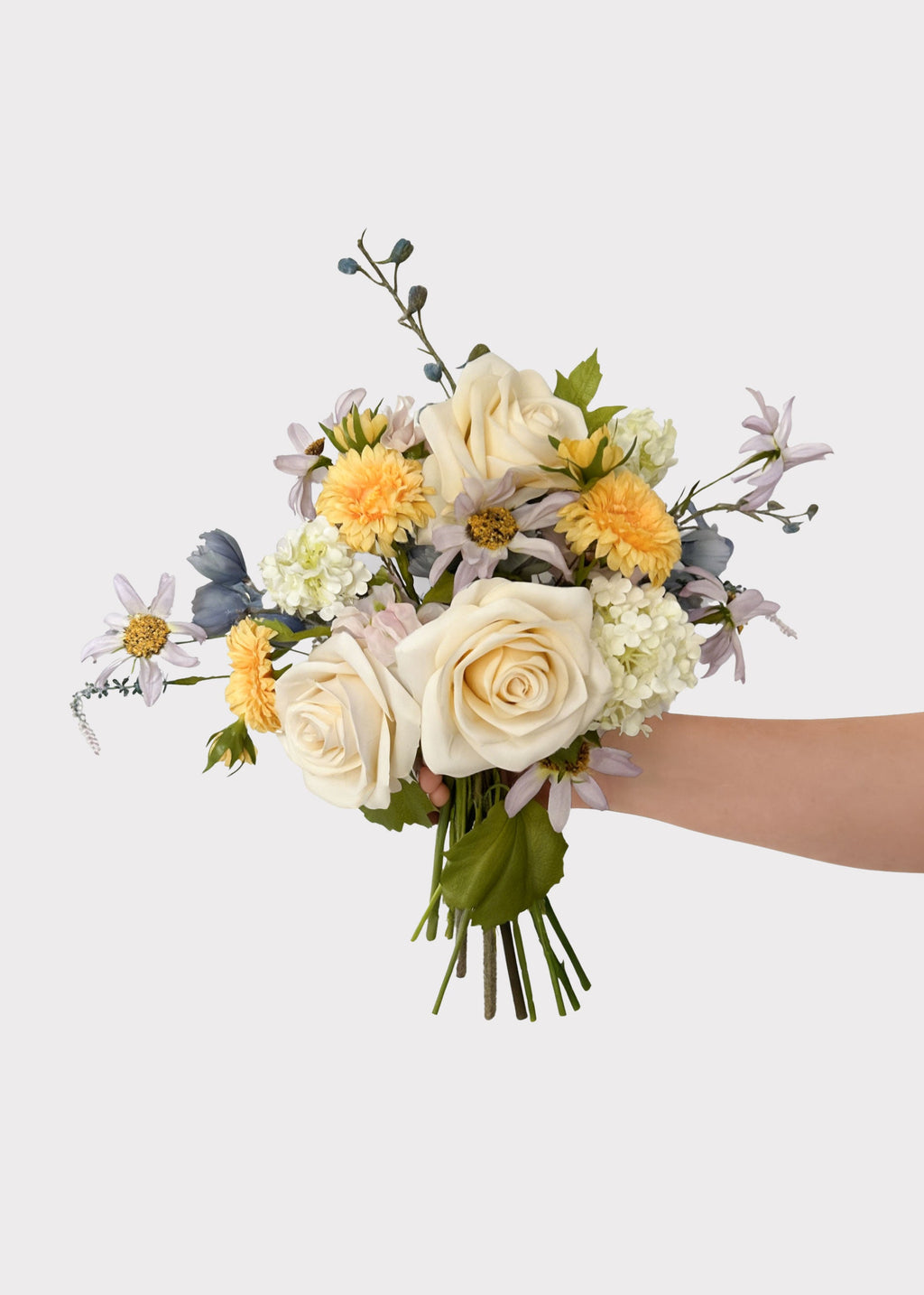 Real Touch Rose Artificial Flower in Buttercream Yellow - 21.5"